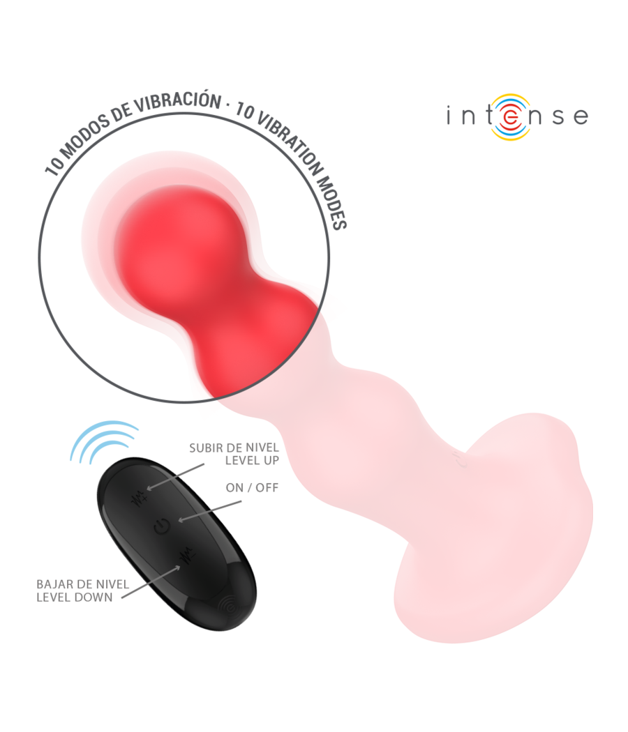 INTENSE - CODY VIBRATOR WITH SUCTION CUP RED REMOTE CONTROL