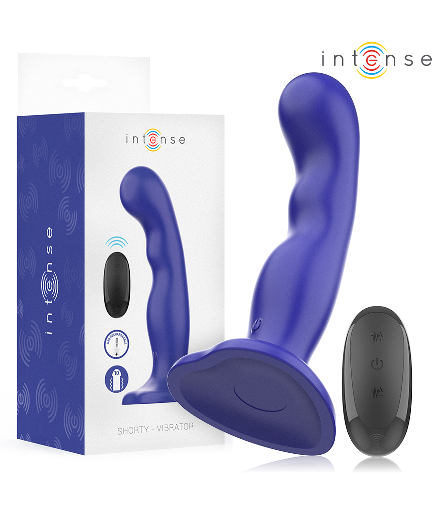 INTENSE - SHORTY VIBRATEUR AVEC VENTOUSE TÉLÉCOMMANDE BLEUE