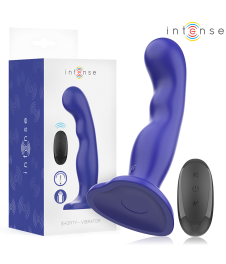 INTENSE - SHORTY VIBRATEUR AVEC VENTOUSE TÉLÉCOMMANDE BLEUE