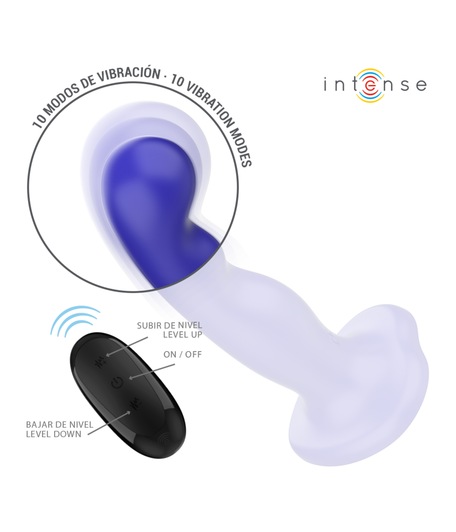 INTENSE - SHORTY VIBRATEUR AVEC VENTOUSE TÉLÉCOMMANDE BLEUE