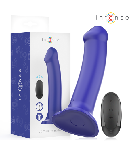 INTENSE - VICTORIA VIBRADOR CON VENTOSA 10 VIBRACIONES AZUL OSCURO CONTROL REMOTO