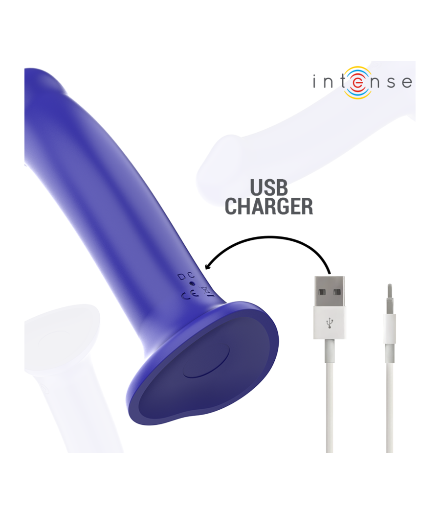 INTENSE - VIBRADOR VICTORIA COM VENTOSA 10 VIBRAÇÕES AZUL ESCURO CONTROLE REMOTO