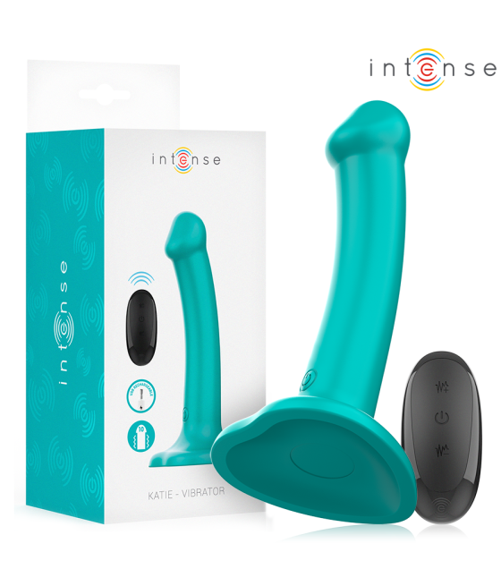INTENSE - KATIE VIBRATOR WITH SUCTION CUP 10 VIBRATIONS BLUE REMOTE CONTROL
