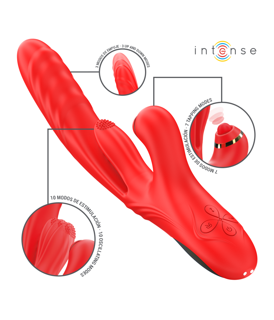 INTENSE - VIBRATORE MULTIFUNZIONE ROSALIA 3 IN 1 ROSSO