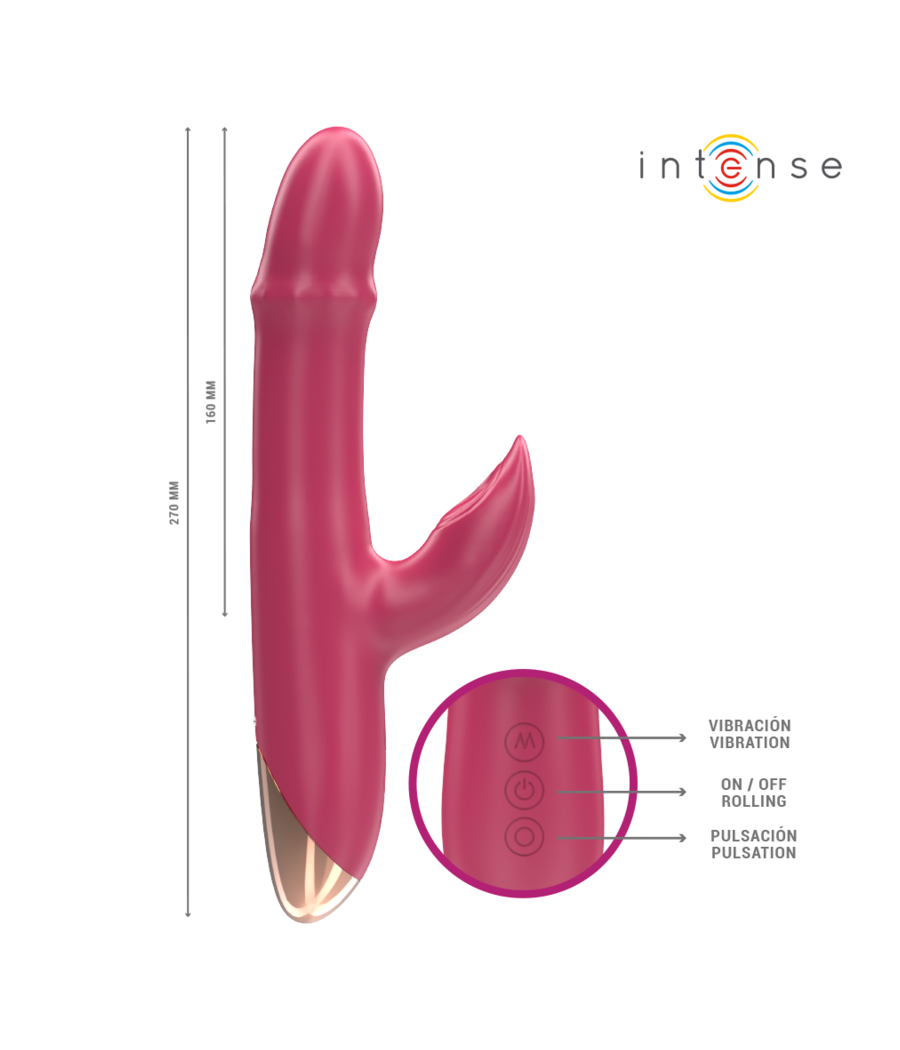 INTENSE - CHLOE VIBRADOR MULTIFUNCIÓN 3 EN 1 ROJO
