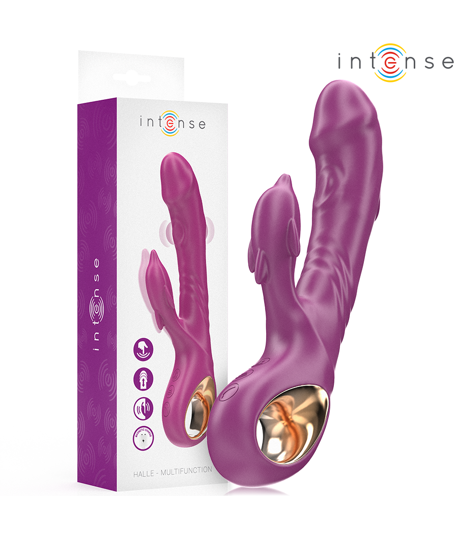 INTENSE - VIBRADOR MULTIFUNCIONAL HALLE COM LÍNGUA ESTIMULANTE DE GOLFINHOS ROXO