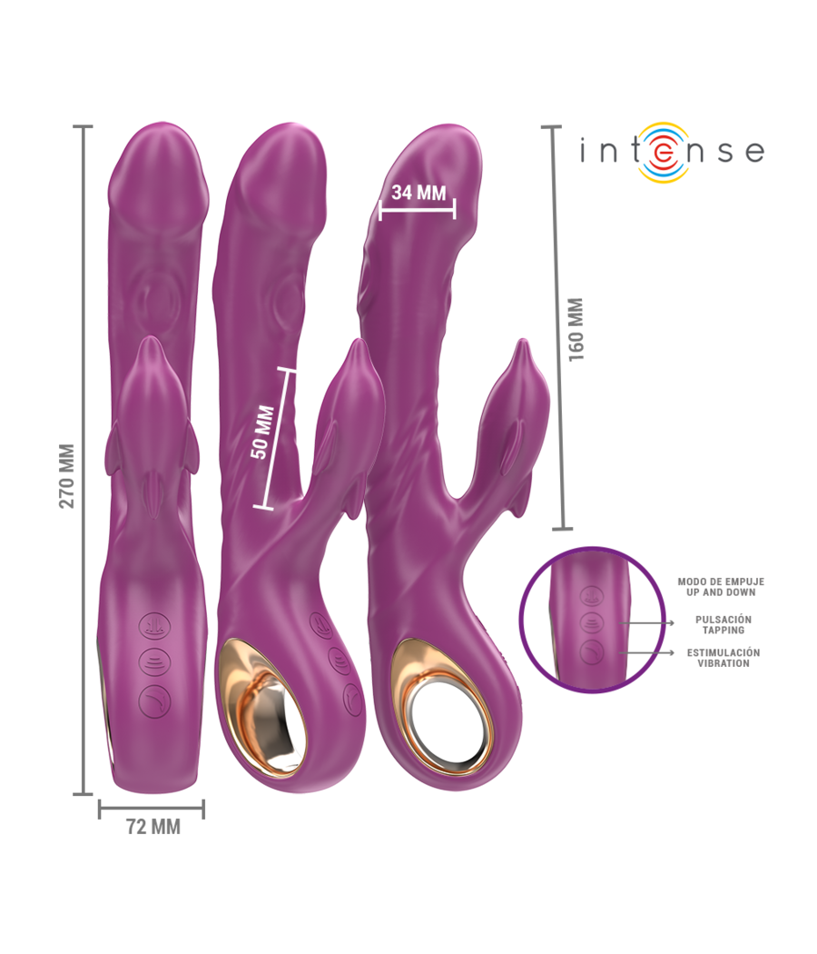 INTENSE - VIBRADOR MULTIFUNCIONAL HALLE COM LÍNGUA ESTIMULANTE DE GOLFINHOS ROXO