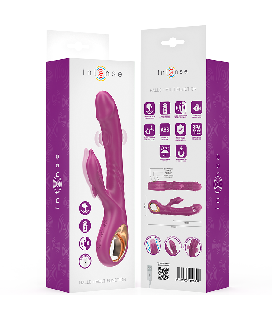 INTENSE - VIBRADOR MULTIFUNCIONAL HALLE COM LÍNGUA ESTIMULANTE DE GOLFINHOS ROXO