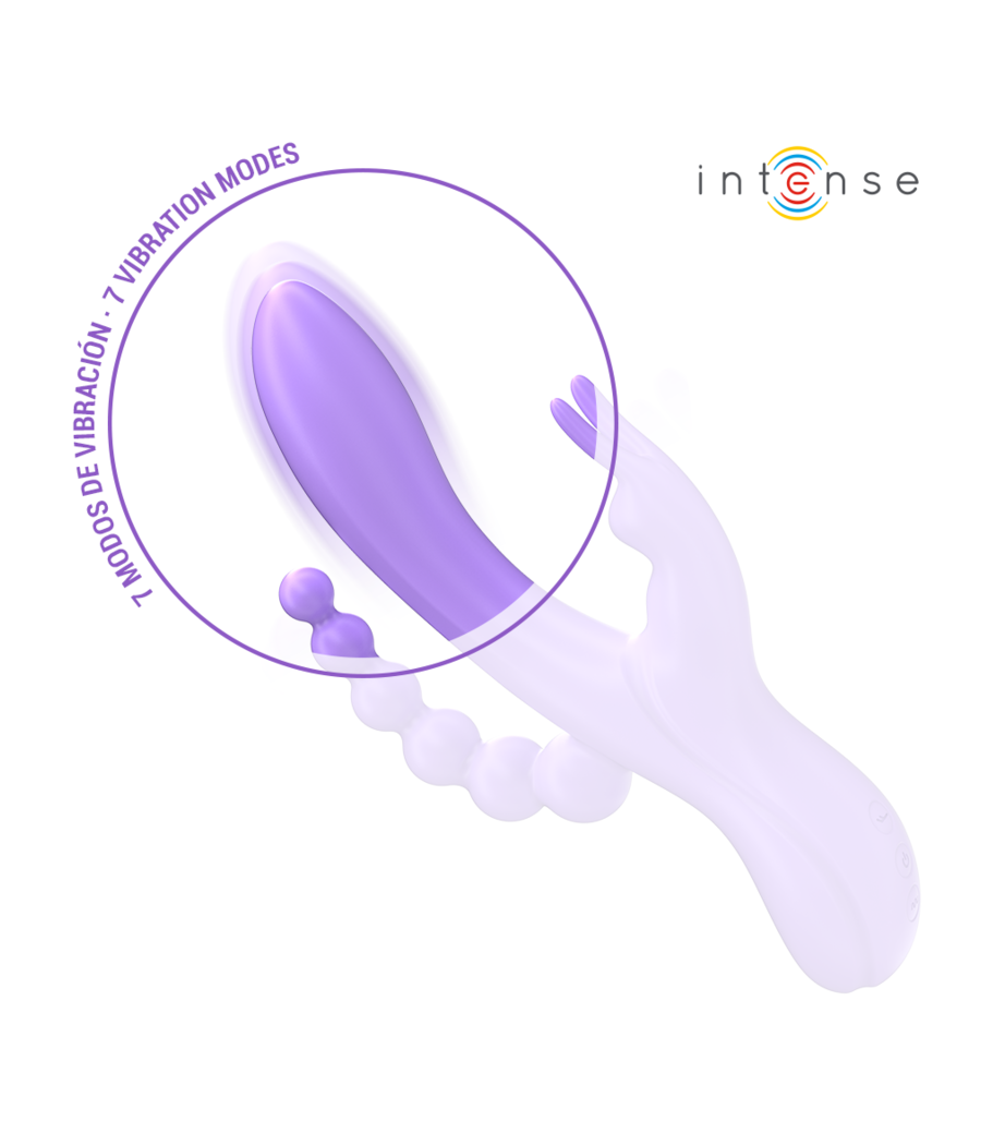 INTENSE - MIKO TRIPLE VIBRADOR RABBIT & ESTIMULADOR & ANAL 7 VIBRACIONES MORADO