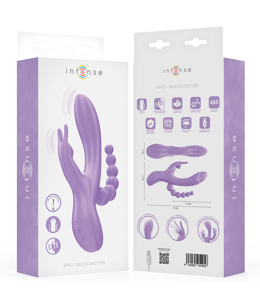 INTENSE - MIKO DREIFACHVIBRATOR RABBIT & STIMULATOR & ANAL 7 VIBRATIONEN LILA