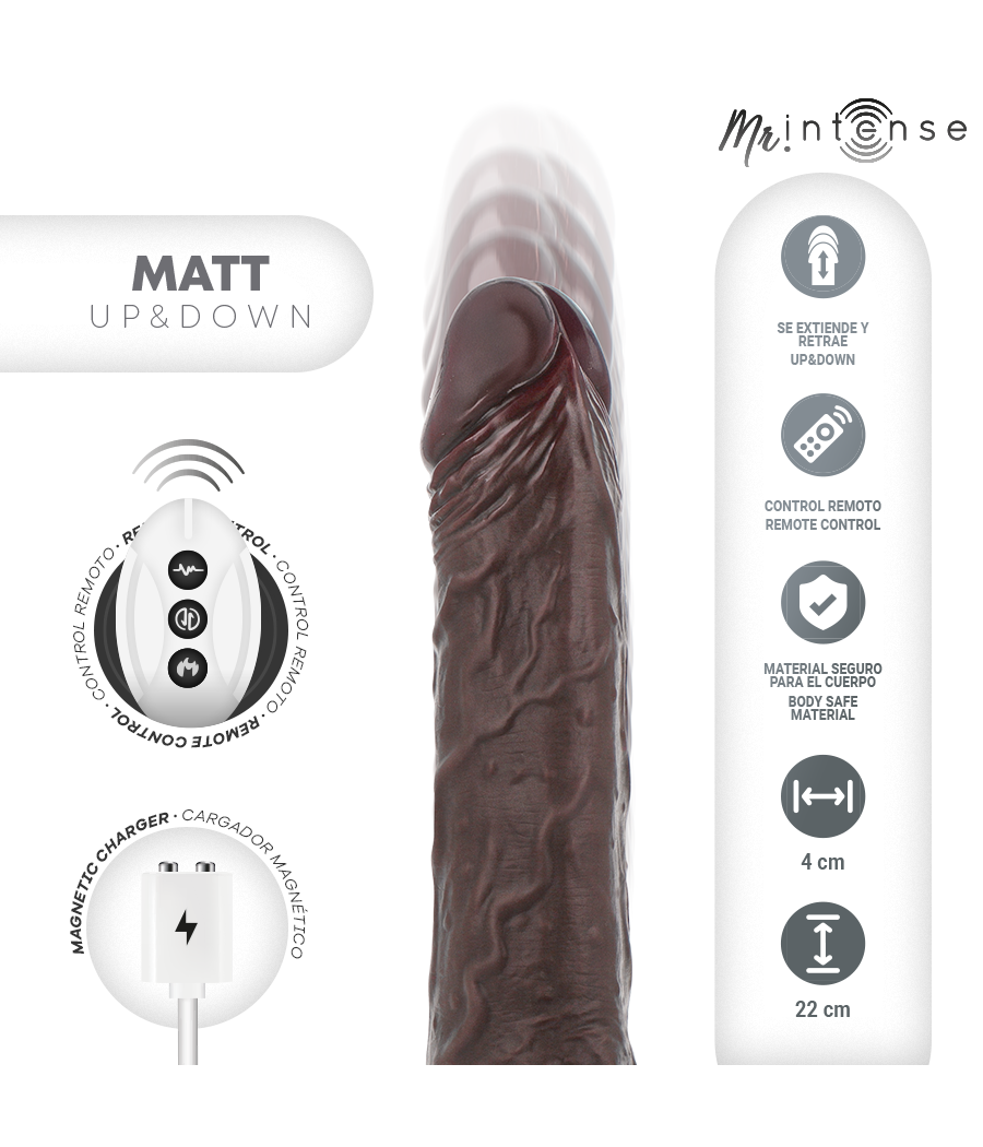 MR INTENSE - MATT REALÍSTICO MULTIFUNCIÓN CON VIBRACIÓN UP AND DOWN CONTROL REMOTO 22 CM -O- 4 CM