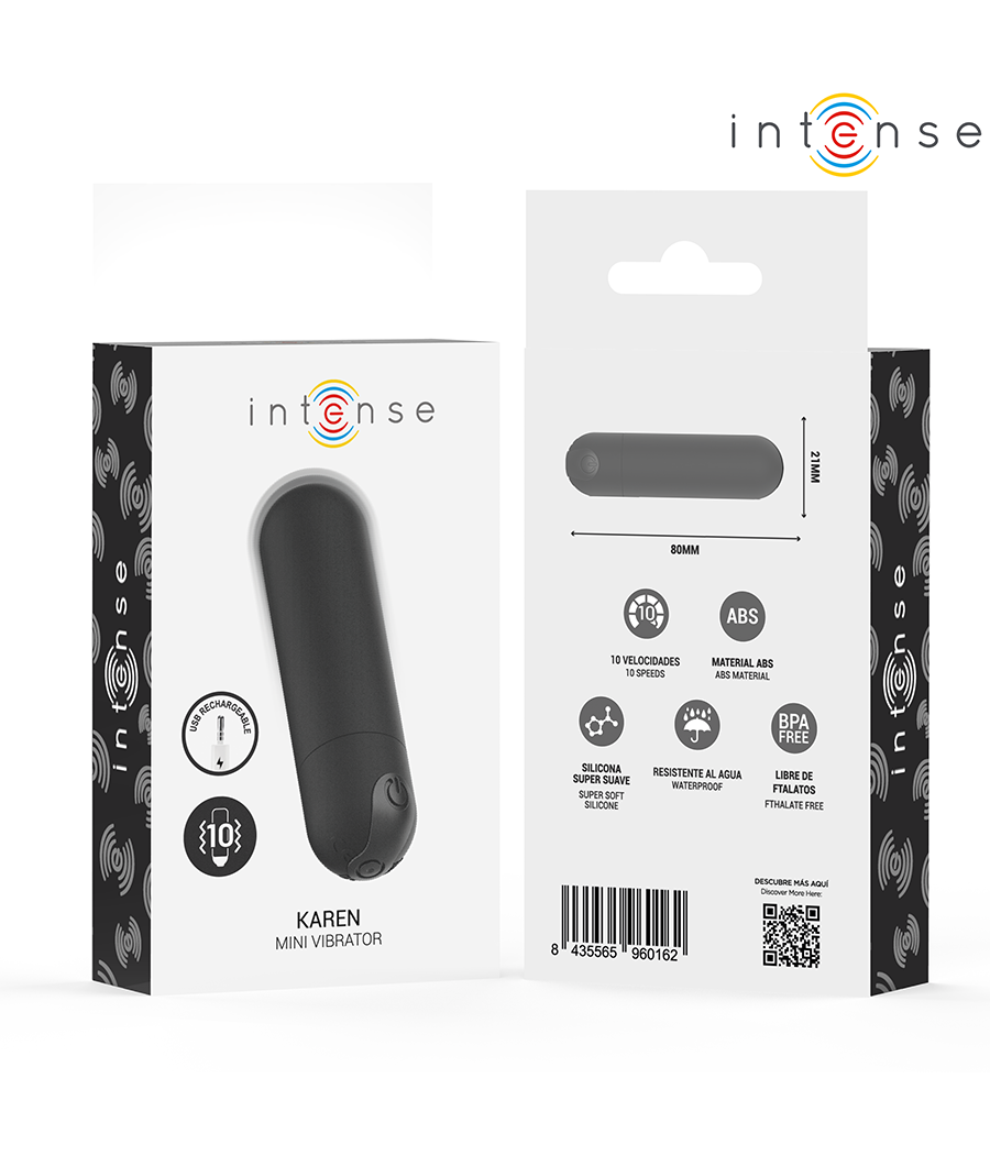 INTENSE - KAREN MINI RECHARGEABLE VIBRATING BULLET BLACK
