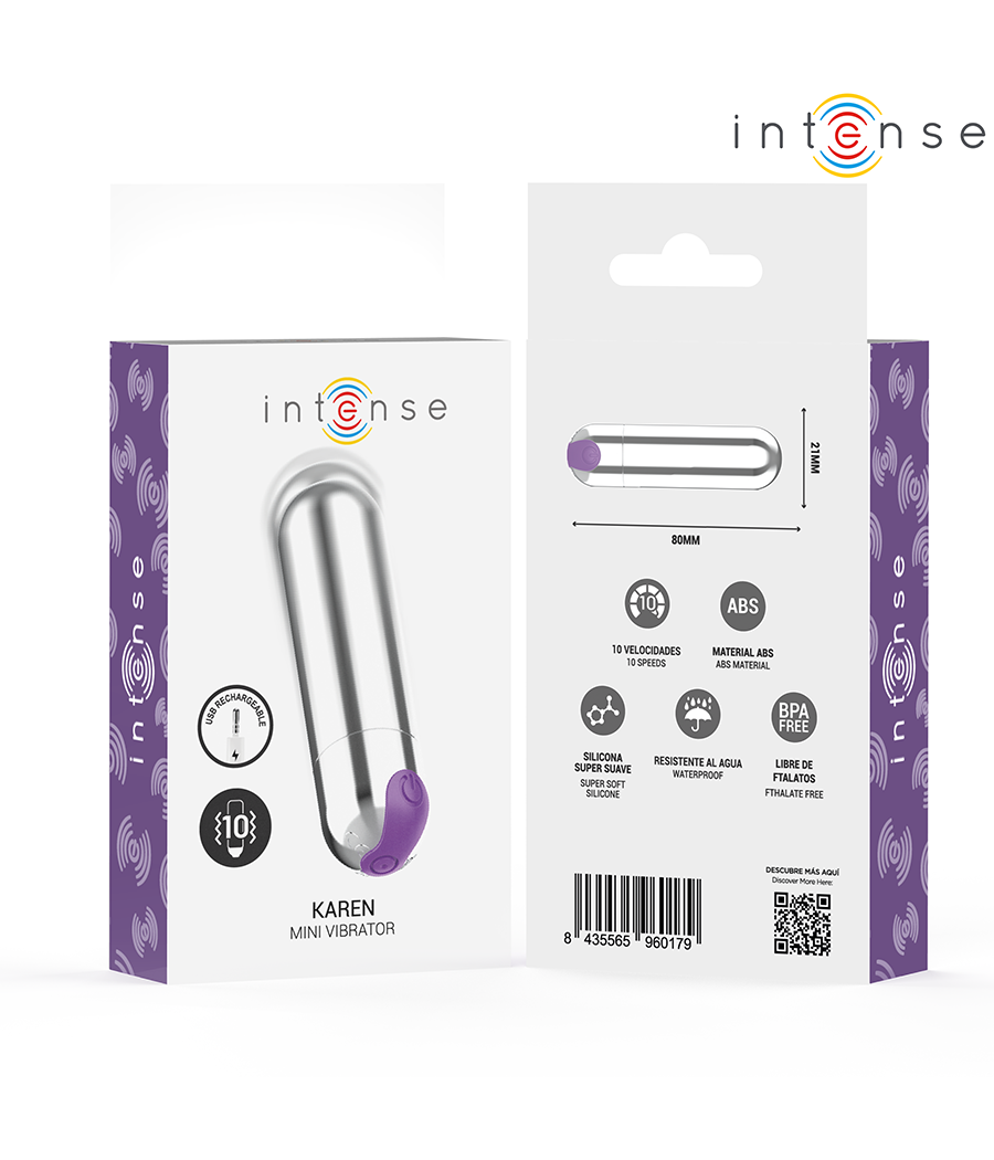 INTENSE - KAREN MINI VIBRATÓRIO RECARREGÁVEL PRATA