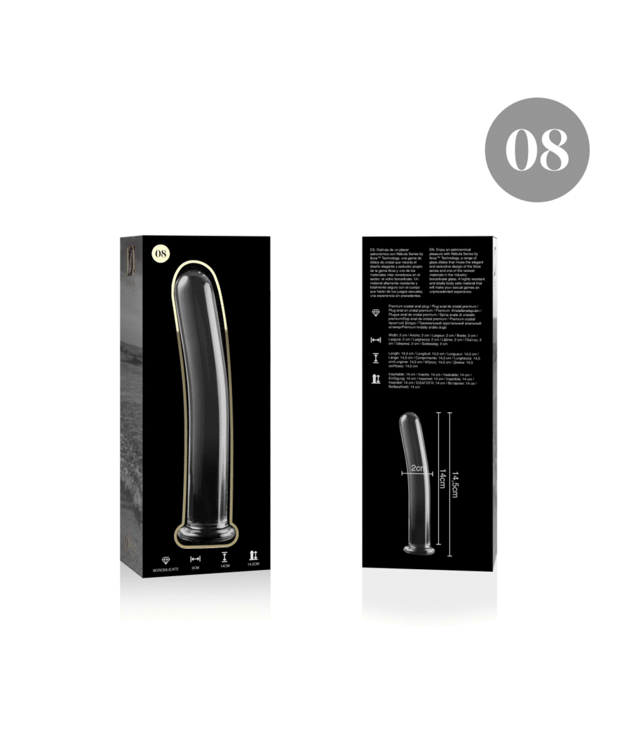 NEBULA SERIES BY IBIZA - MODELL 8 DILDO BOROSILIKATGLAS KLAR 14.5 CM -O- 2 CM