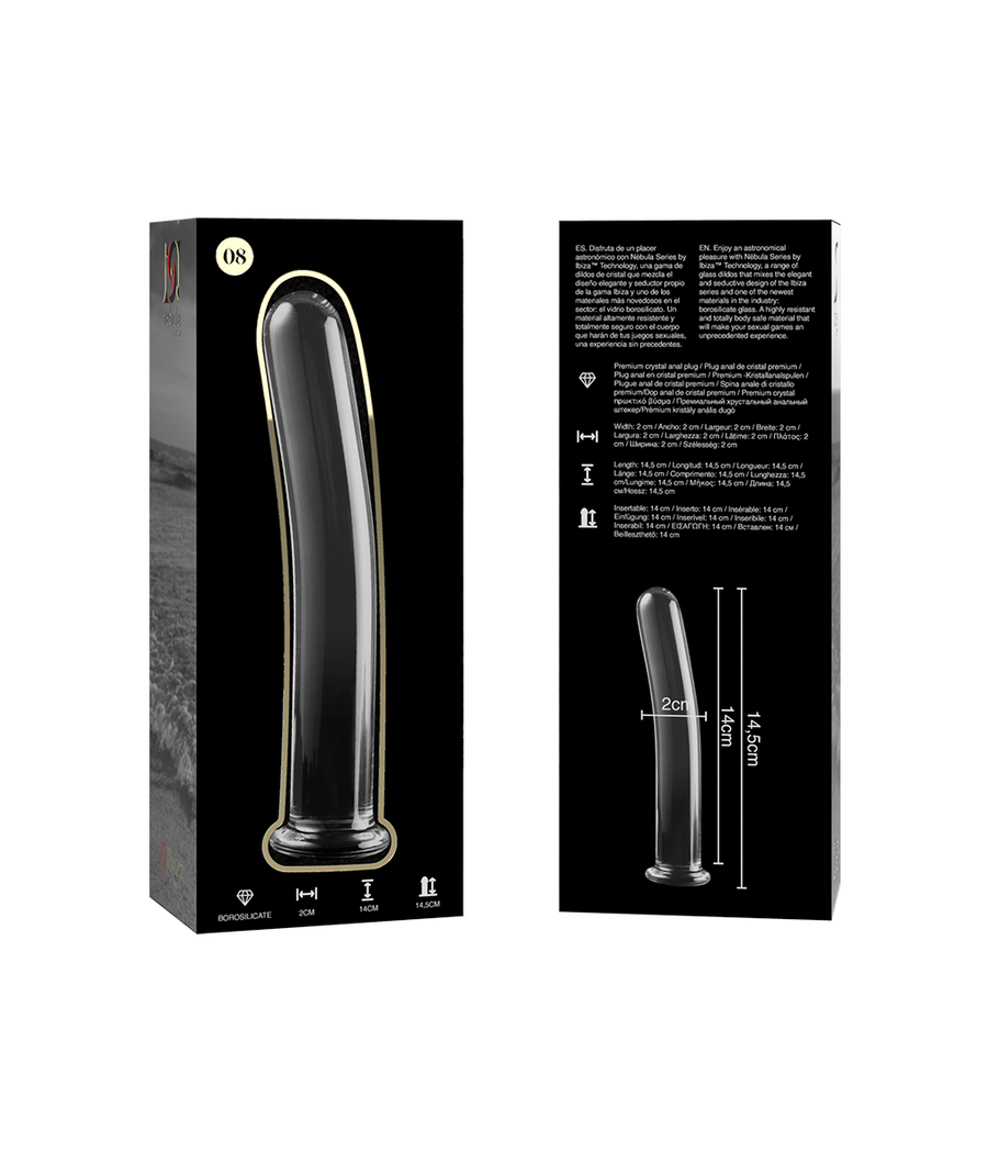NEBULA SERIES BY IBIZA - MODEL 8 DILDO BOROSILICATE GLASS CLEAR 14.5 CM -O- 2 CM