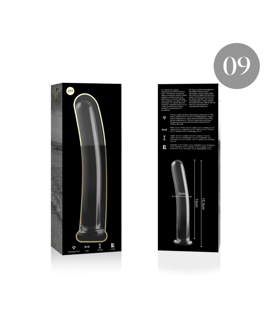NEBULA SERIES BY IBIZA - MODELO 9 DILDO VIDRO BOROSILICADO TRANSPARENTE 15.5 CM -O- 2.5 CM