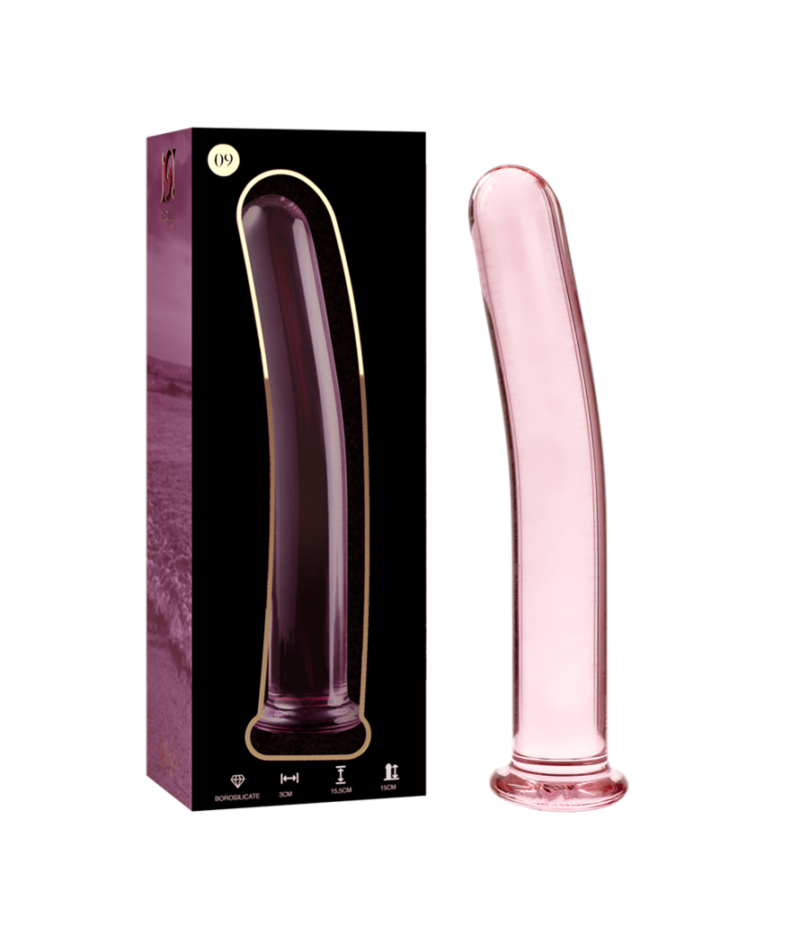 NEBULA SERIES BY IBIZA - MODÈLE 9 GODE EN VERRE BOROSILICATE ROSE 15.5 CM -O- 2.5 CM