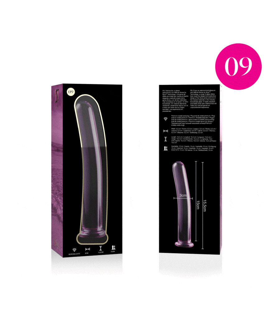 NEBULA SERIES BY IBIZA - MODELLO 9 DILDO IN VETRO BOROSILICATO ROSA 15.5 CM -O- 2.5 CM