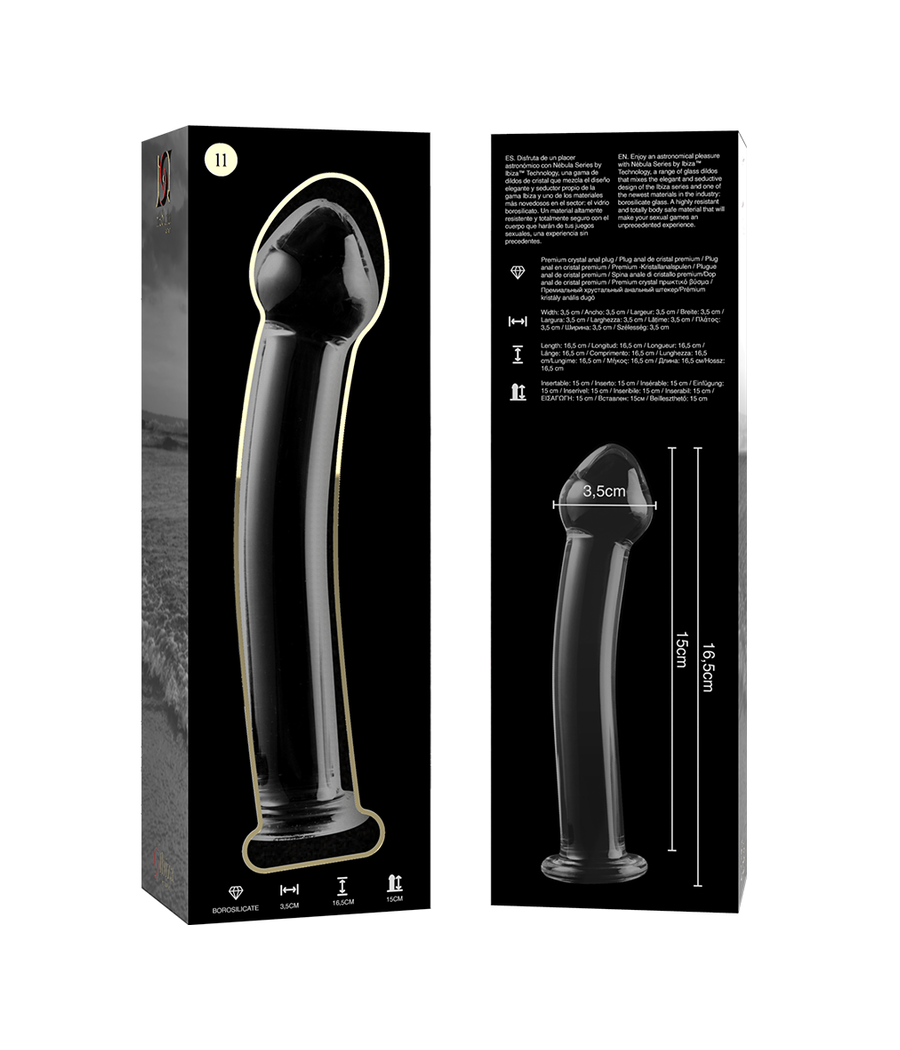 NEBULA SERIES BY IBIZA - MODELO 11 DILDO VIDRO BOROSILICADO TRANSPARENTE 16 CM -O- 3 CM