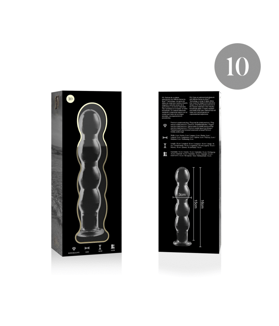 NEBULA SERIES BY IBIZA - MODÈLE 10 GODE EN VERRE BOROSILICATE CLAIR 16.5 CM -O- 3.5 CM