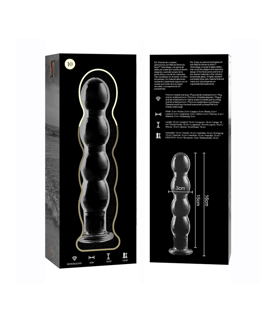 NEBULA SERIES BY IBIZA - MODELO 10 DILDO VIDRO BOROSILICADO TRANSPARENTE 16.5 CM -O- 3.5 CM