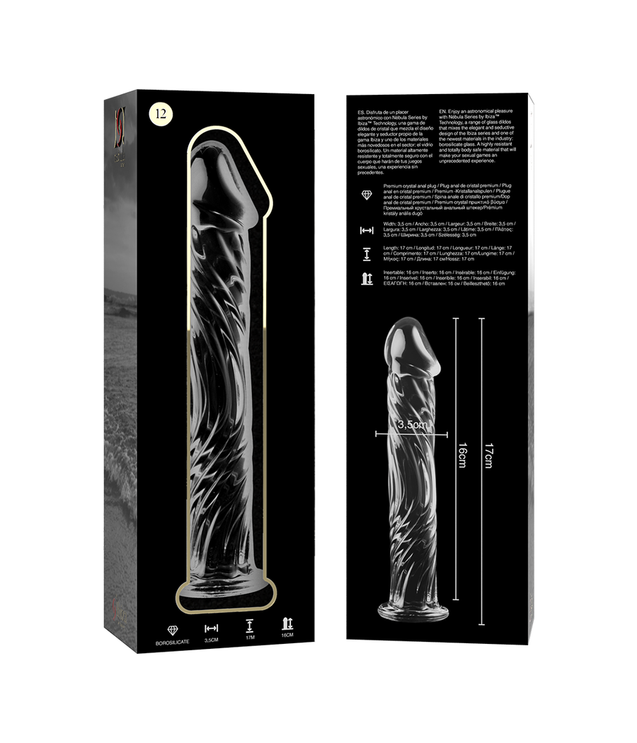 NEBULA SERIES BY IBIZA - MODELO 12 DILDO VIDRO BOROSILICADO TRANSPARENTE 17 CM -O- 3.5 CM