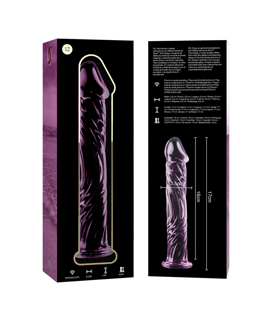 NEBULA SERIES BY IBIZA - MODELO 12 DILDO VIDRO BOROSILICADO ROSA 17 CM -O- 3.5 CM