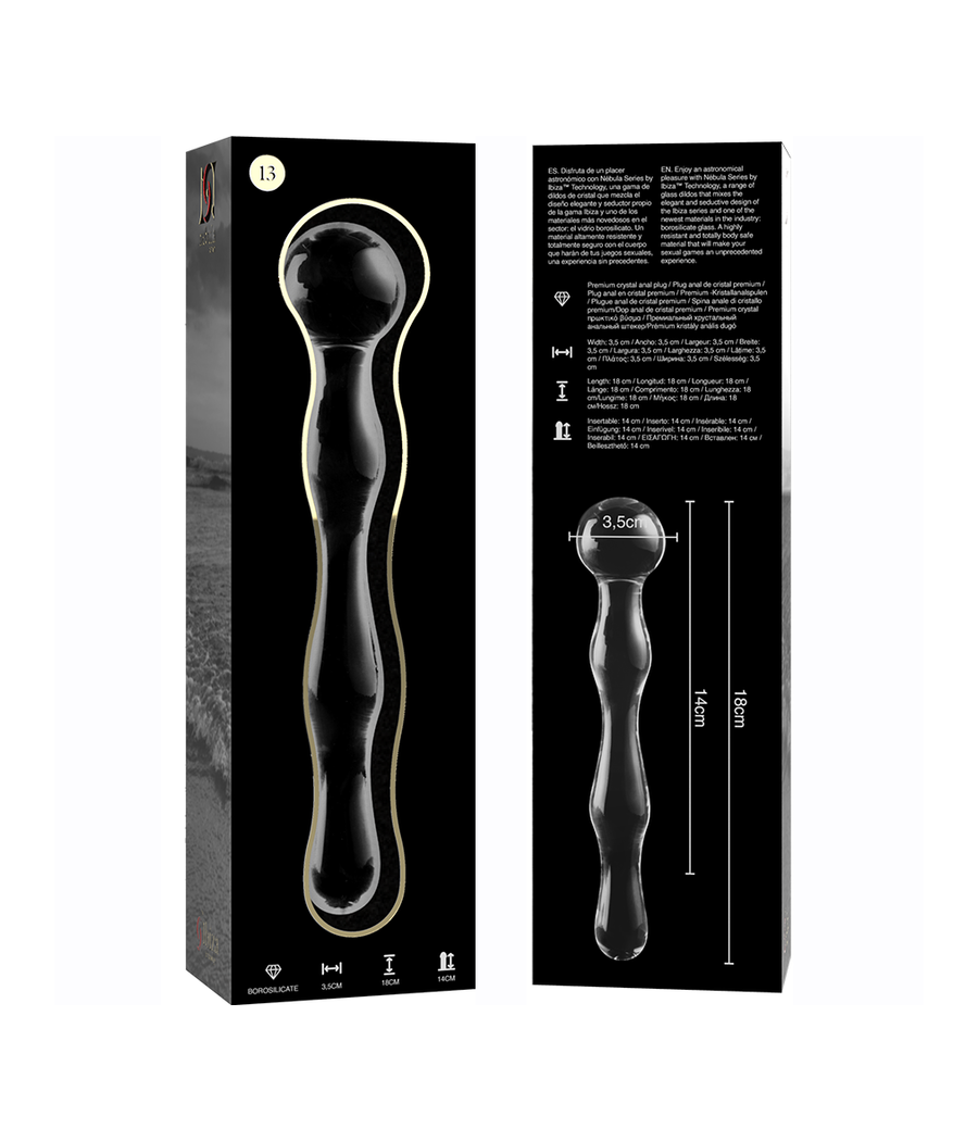 NEBULA SERIES BY IBIZA - MODELL 13 DILDO BOROSILIKATGLAS KLAR 18 CM -O- 3.5 CM