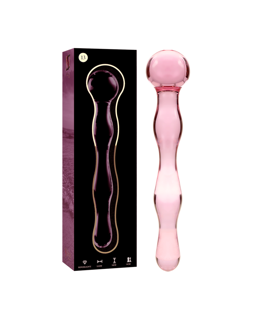 NEBULA SERIES BY IBIZA - MODÈLE 13 GODE EN VERRE BOROSILICATE ROSE 18 CM -O- 3.5 CM