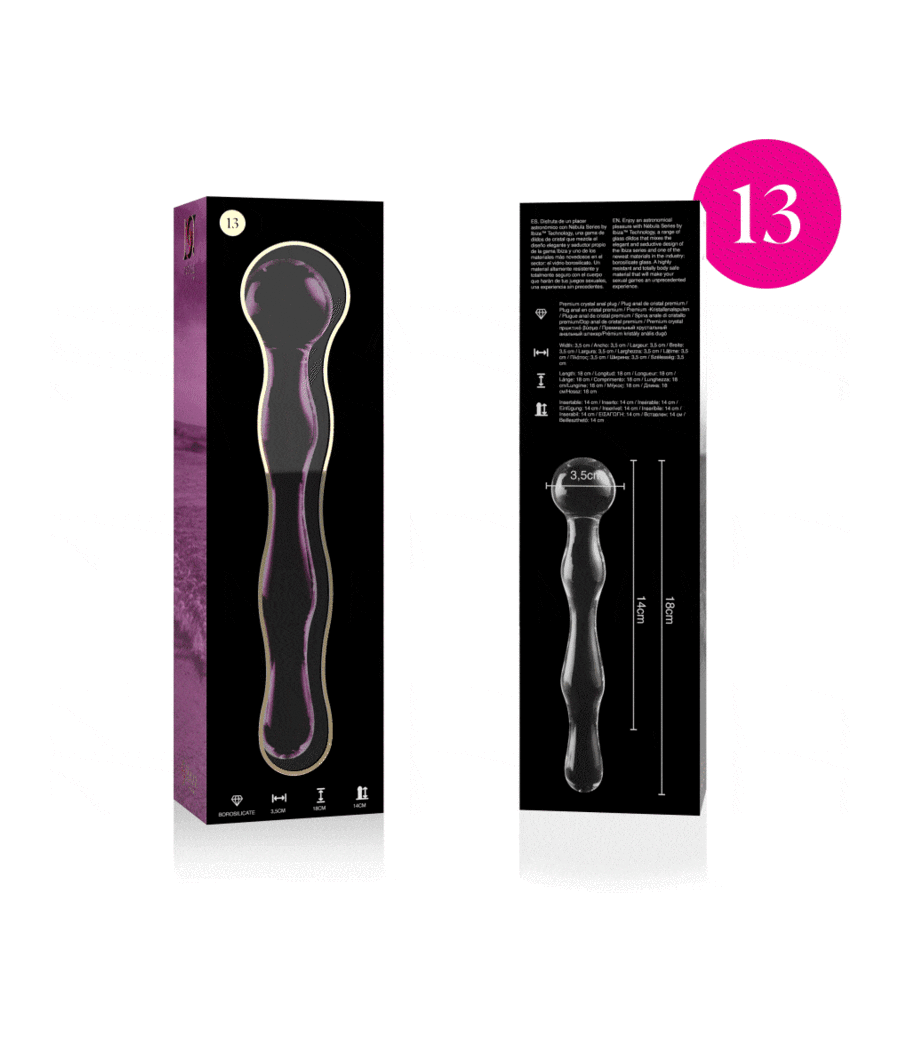 NEBULA SERIES BY IBIZA - MODELO 13 DILDO CRISTAL ROSA 18 CM -O- 3.5 CM