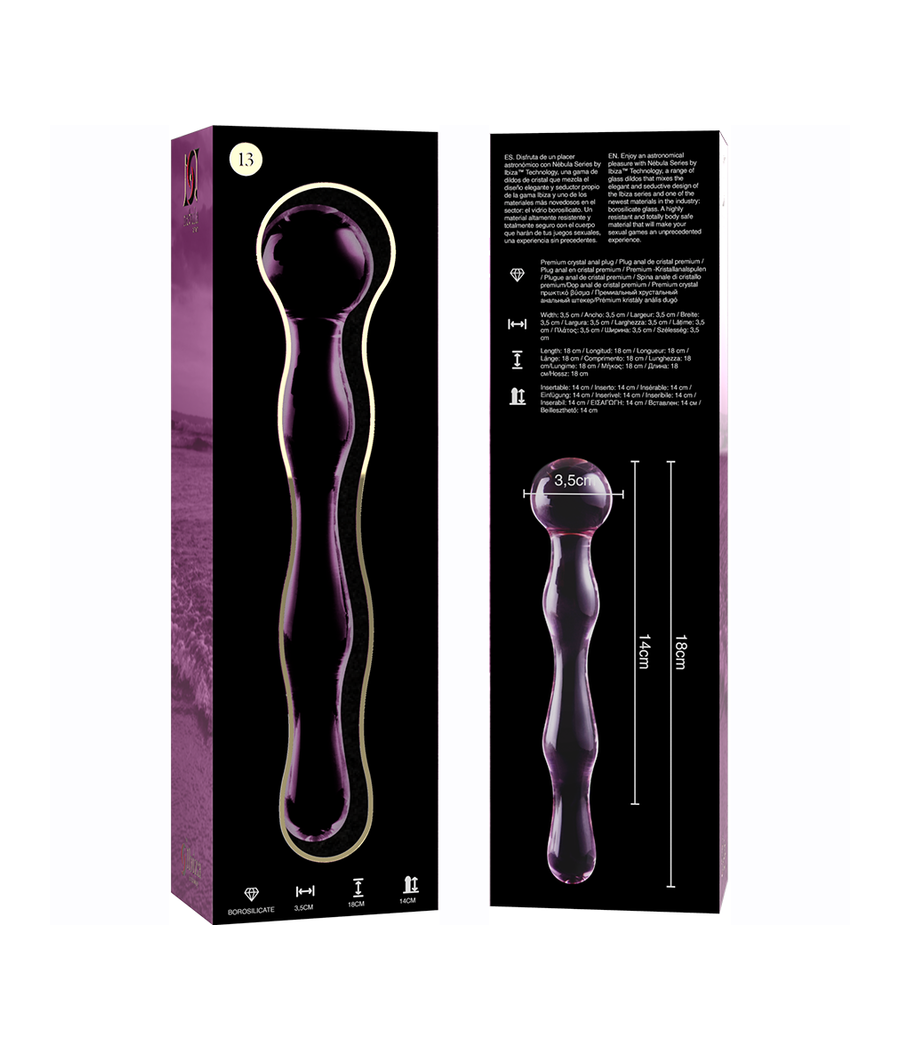 NEBULA SERIES BY IBIZA - MODELLO 13 DILDO IN VETRO BOROSILICATO ROSA 18 CM -O- 3.5 CM