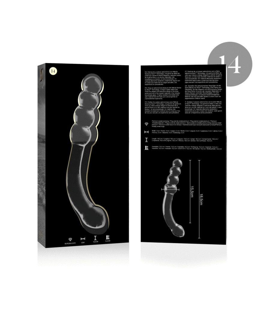 NEBULA SERIES BY IBIZA - MODÈLE 14 GODE EN VERRE BOROSILICATE CLAIR 18.5 CM -O- 3 CM