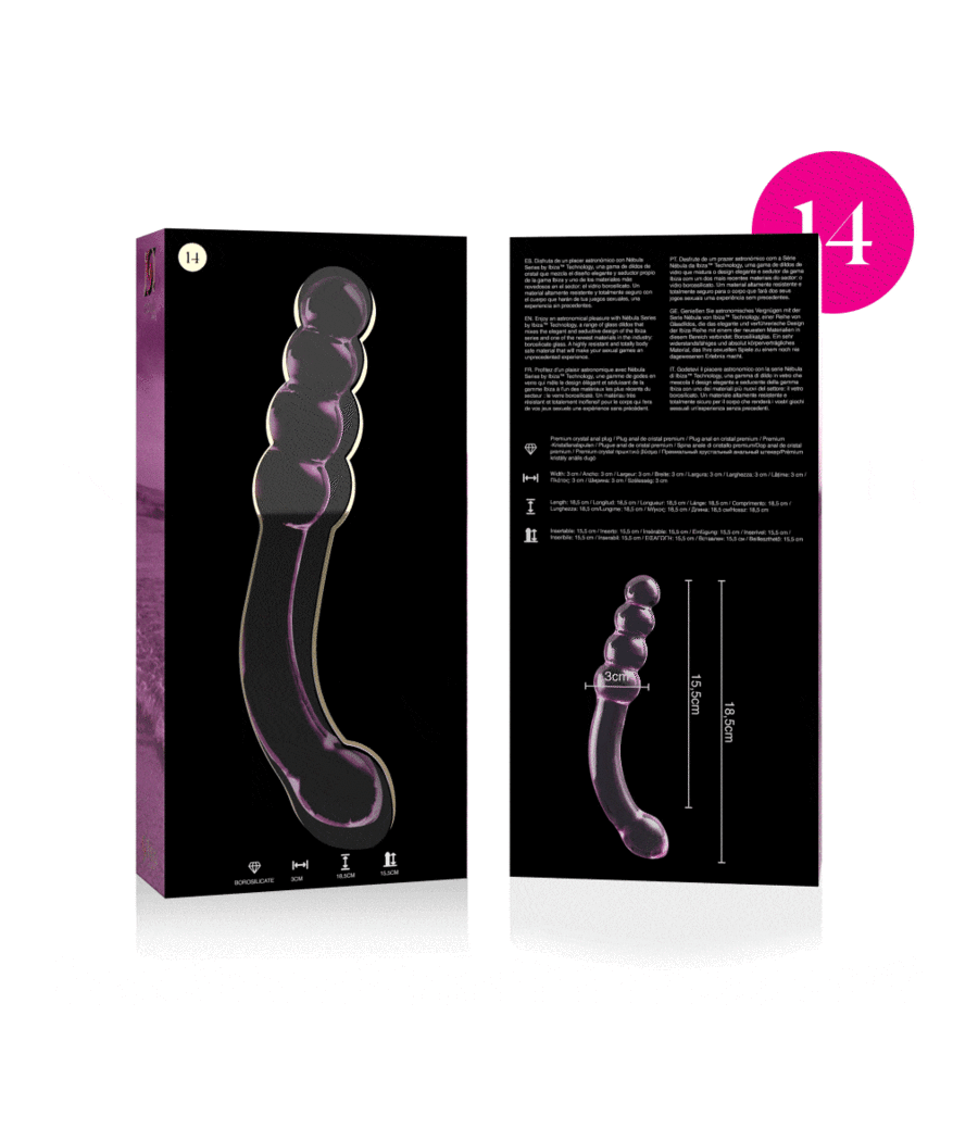 NEBULA SERIES BY IBIZA - MODELO 14 DILDO CRISTAL ROSA 18.5 CM -O- 3 CM