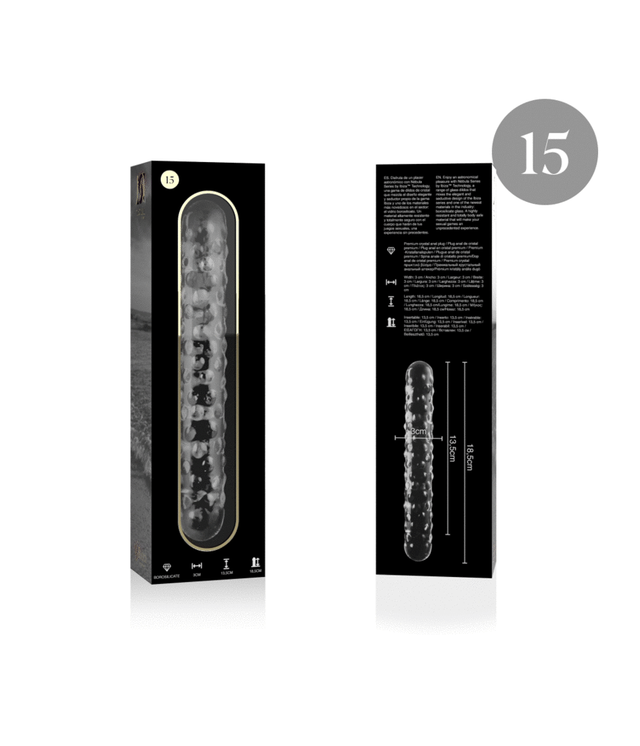 NEBULA SERIES BY IBIZA - MODELLO 15 DILDO IN VETRO BOROSILICATO TRASPARENTE 18.5 CM -O- 3 CM