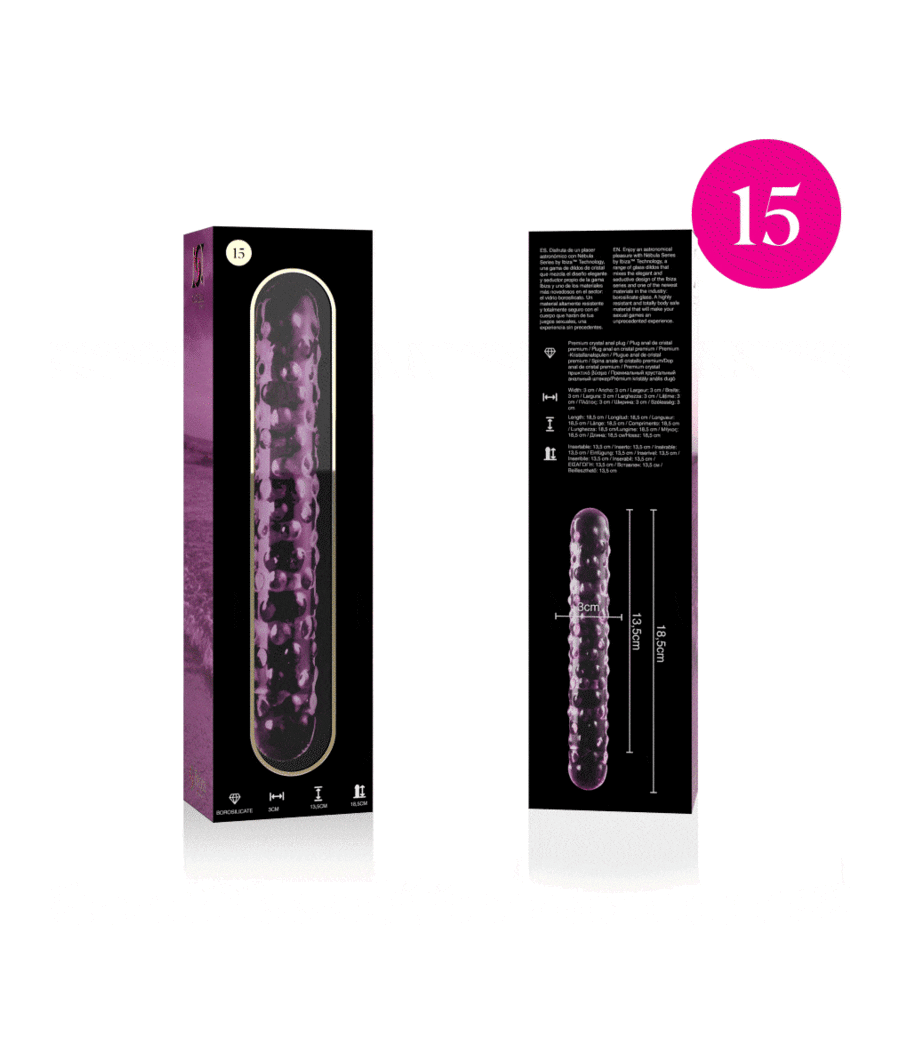 NEBULA SERIES BY IBIZA - MODÈLE 15 GODE EN VERRE BOROSILICATE ROSE 18.5 CM -O- 3 CM