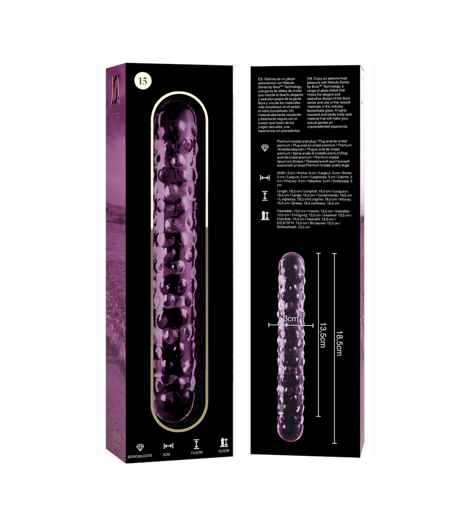 NEBULA SERIES BY IBIZA - MODEL 15 DILDO BOROSILICATE GLASS PINK 18.5 CM -O- 3 CM