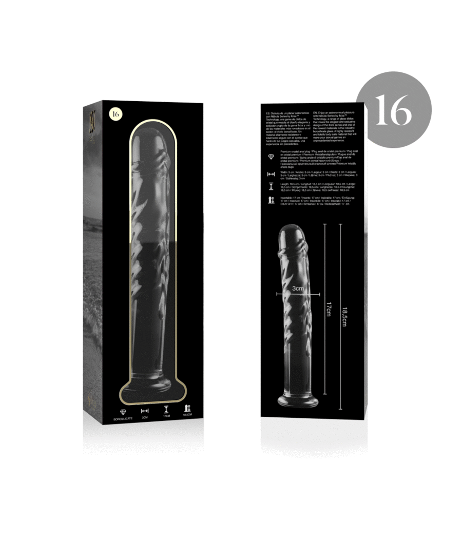 NEBULA SERIES BY IBIZA - MODELO 16 DILDO CRISTAL TRANSPARENTE 18.5 CM -O- 3 CM