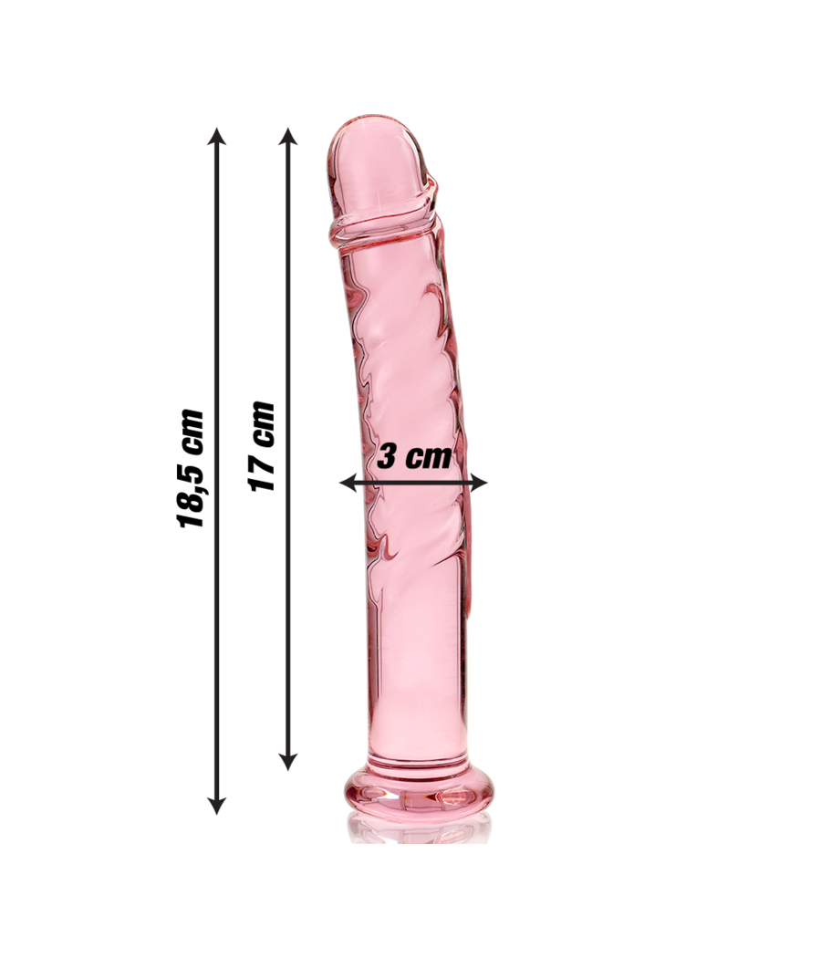 NEBULA SERIES BY IBIZA - MODEL 16 DILDO BOROSILICATE GLASS PINK 18.5 CM -O- 3 CM