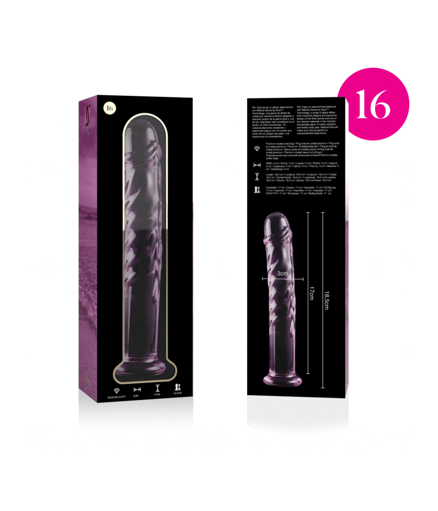 NEBULA SERIES BY IBIZA - MODELO 16 DILDO VIDRO BOROSILICADO ROSA 18.5 CM -O- 3 CM