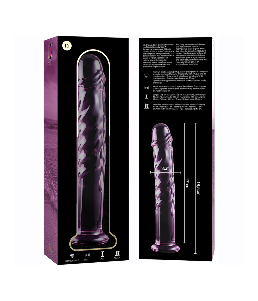 NEBULA SERIES BY IBIZA - MODELL 16 DILDO BOROSILIKATGLAS ROSA 18.5 CM -O- 3 CM