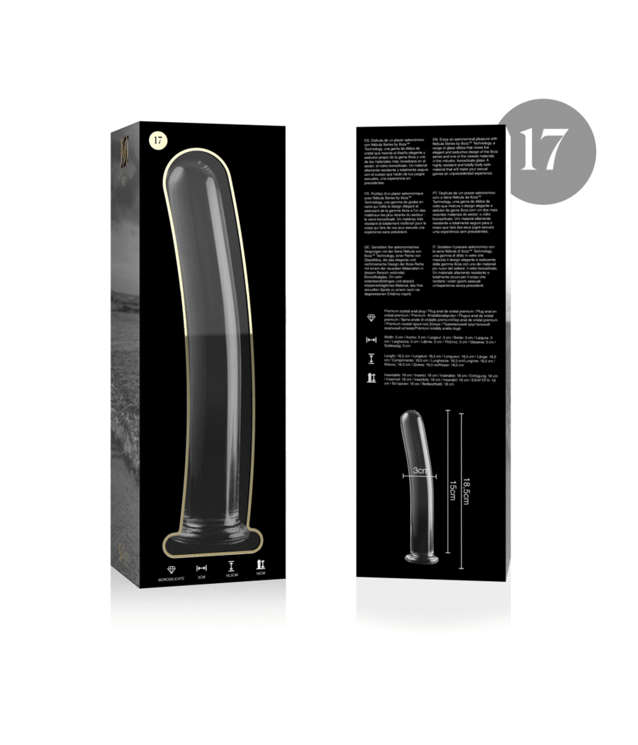 NEBULA SERIES BY IBIZA - MODELL 17 DILDO BOROSILIKATGLAS KLAR 18.5 CM -O- 3 CM