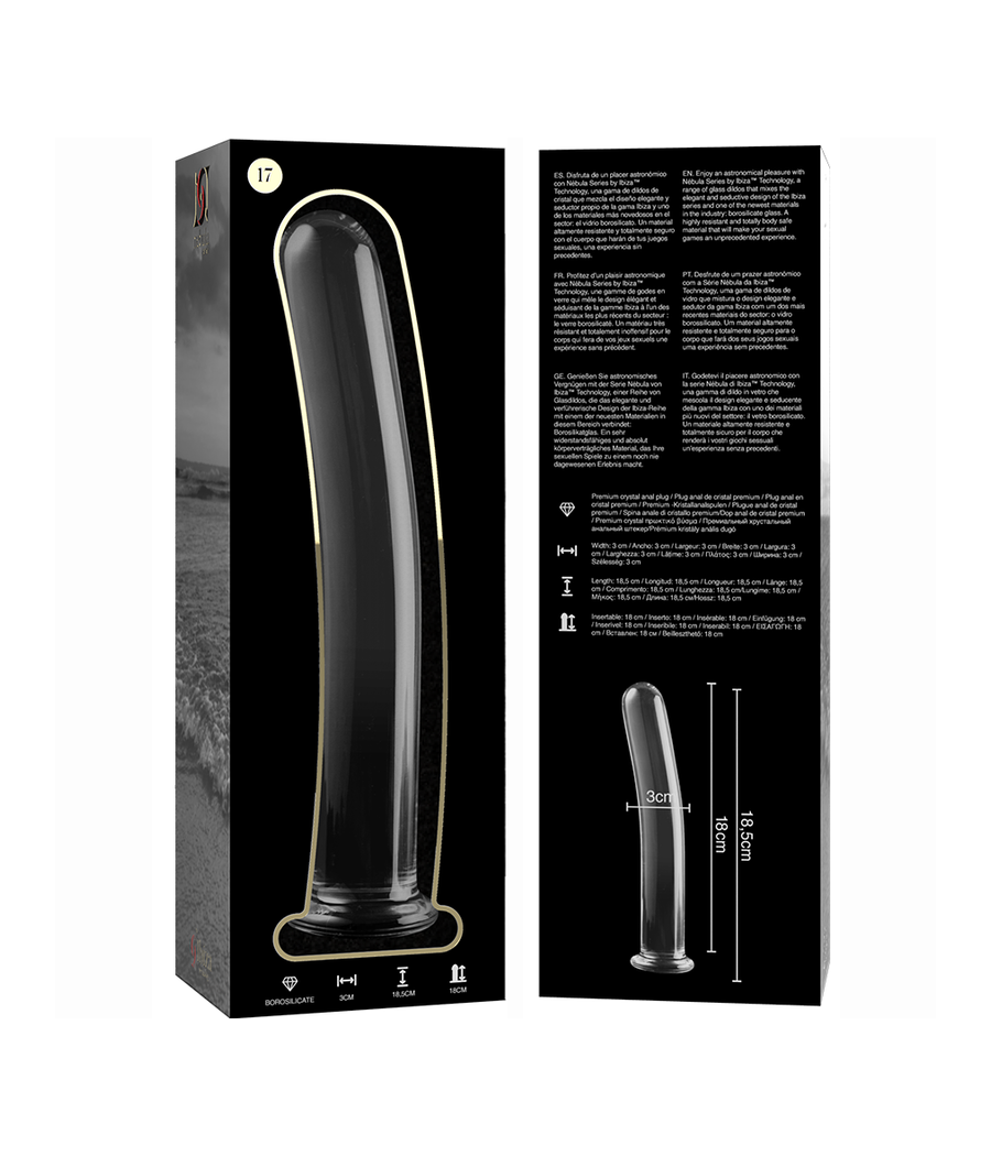 NEBULA SERIES BY IBIZA - MODELL 17 DILDO BOROSILIKATGLAS KLAR 18.5 CM -O- 3 CM