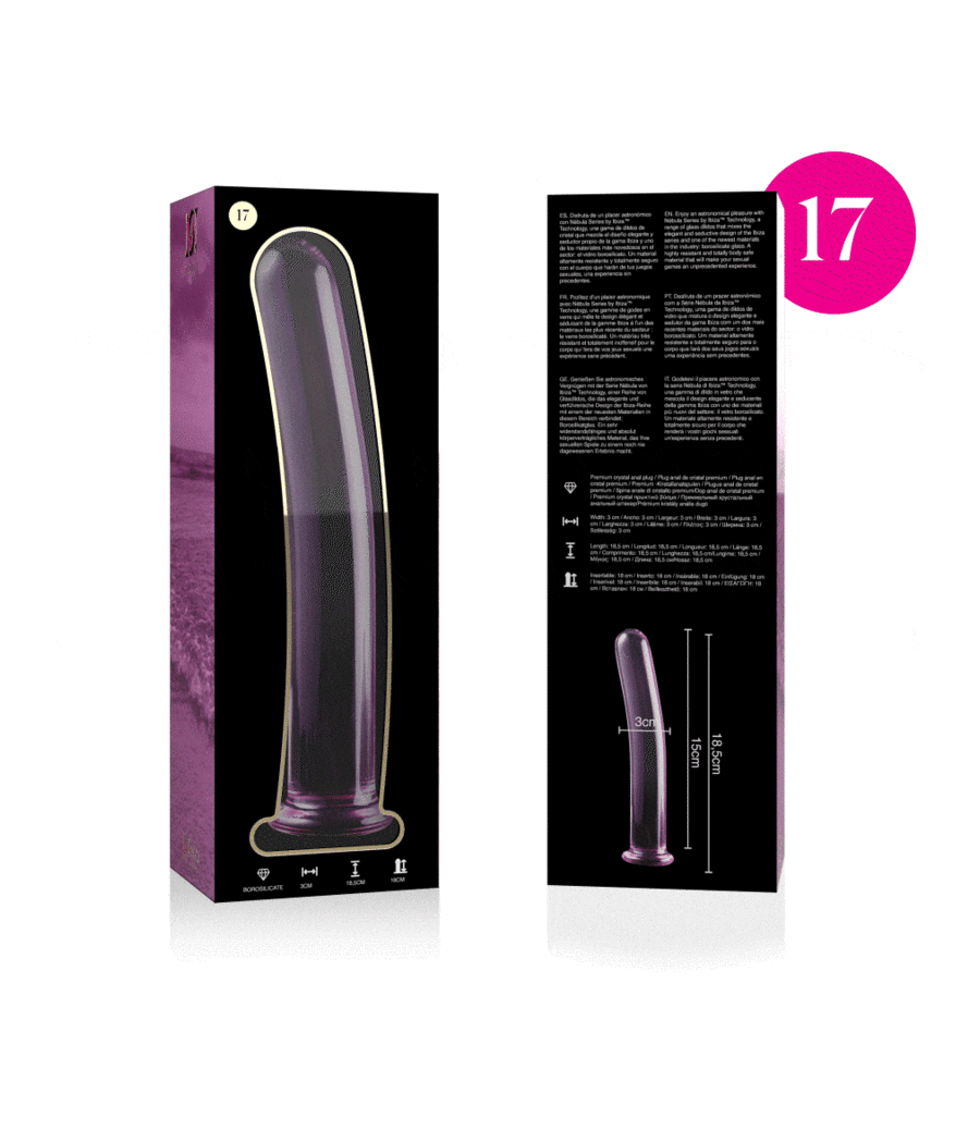 NEBULA SERIES BY IBIZA - MODÈLE 17 GODE EN VERRE BOROSILICATE ROSE 18.5 CM -O- 3 CM