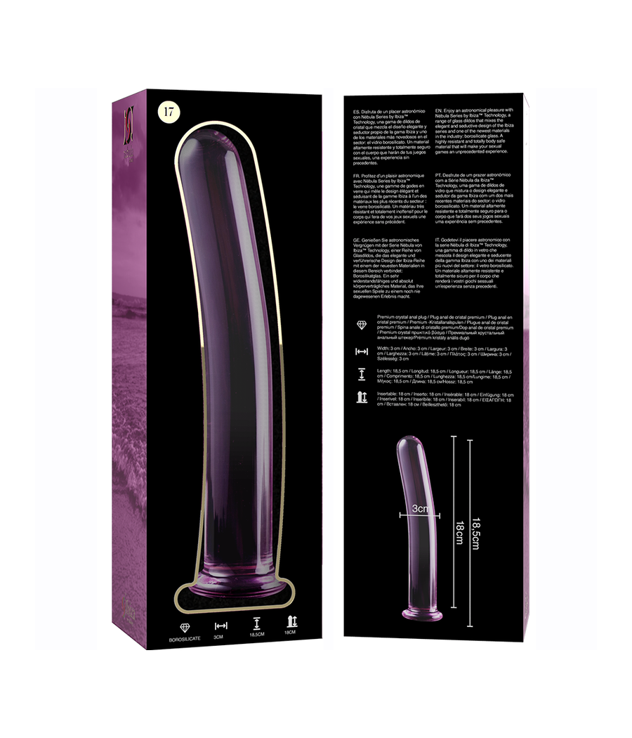 NEBULA SERIES BY IBIZA - MODELO 17 DILDO VIDRO BOROSILICADO ROSA 18.5 CM -O- 3 CM