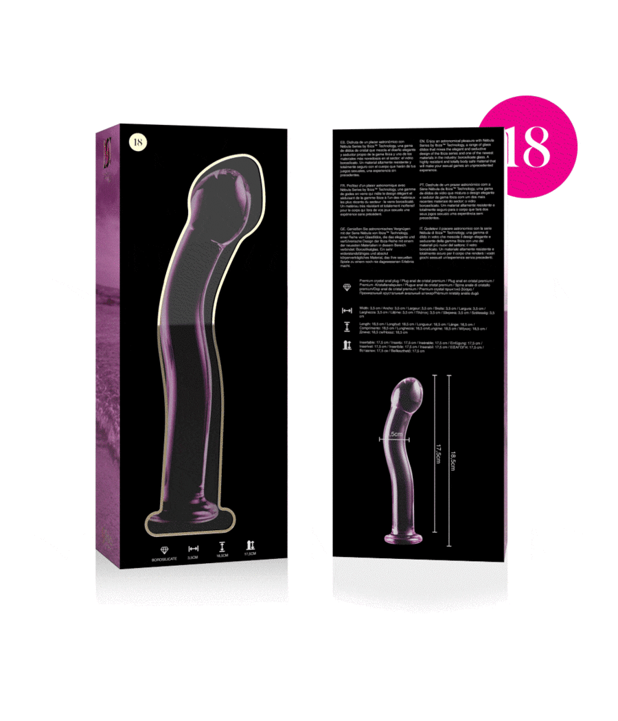NEBULA SERIES BY IBIZA - MODELO 18 DILDO VIDRO BOROSILICADO ROSA 18.5 CM -O- 3.5 CM