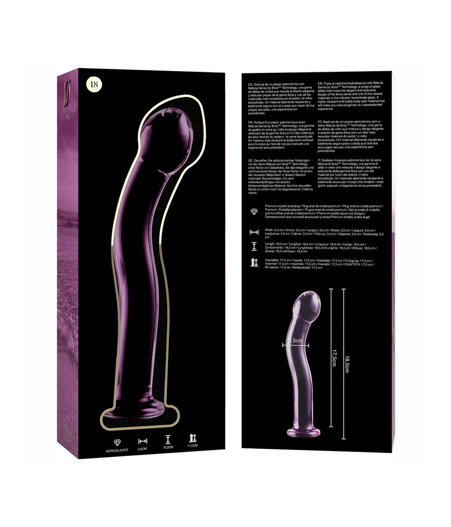 NEBULA SERIES BY IBIZA - MODELO 18 DILDO CRISTAL ROSA 18.5 CM -O- 3.5 CM