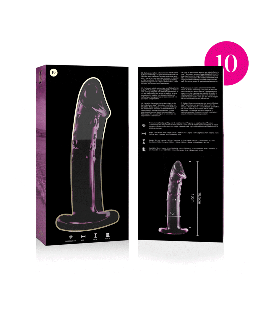 NEBULA SERIES BY IBIZA - MODELO 19 DILDO VIDRO BOROSILICADO ROSA 18.5 CM -O- 4 CM