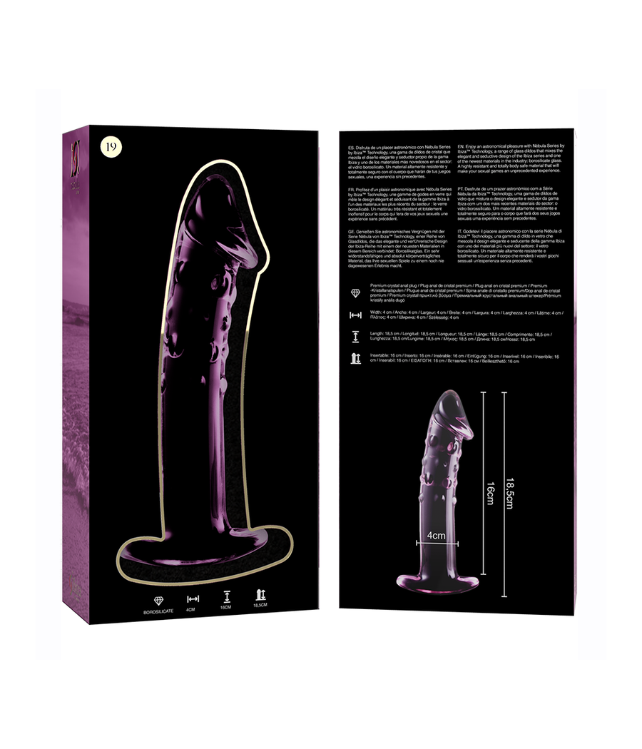 NEBULA SERIES BY IBIZA - MODELO 19 DILDO CRISTAL ROSA 18.5 CM -O- 4 CM