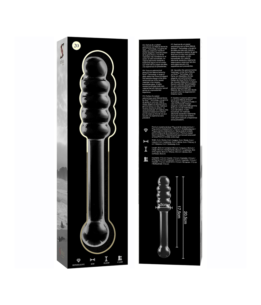 NEBULA SERIES BY IBIZA - MODELO 20 DILDO CRISTAL TRANSPARENTE 20.5 CM -O- 3 CM