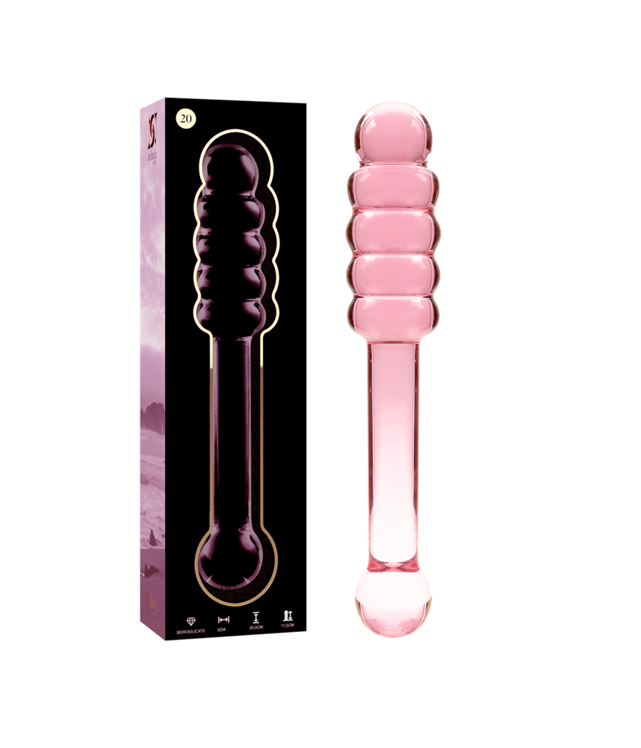 NEBULA SERIES BY IBIZA - MODEL 20 DILDO BOROSILICATE GLASS PINK 20.5 CM -O- 3 CM